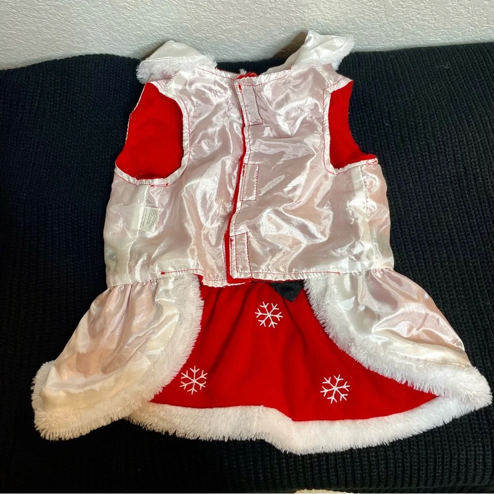 Pet outfit Christmas Dress‎ with Collar Buttons Bow Lined - Medium